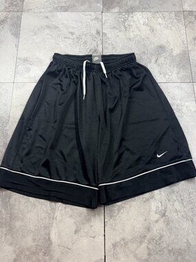 Nike Basketball Shorts Men's S Youth XL Black White Piping Mesh Y2K